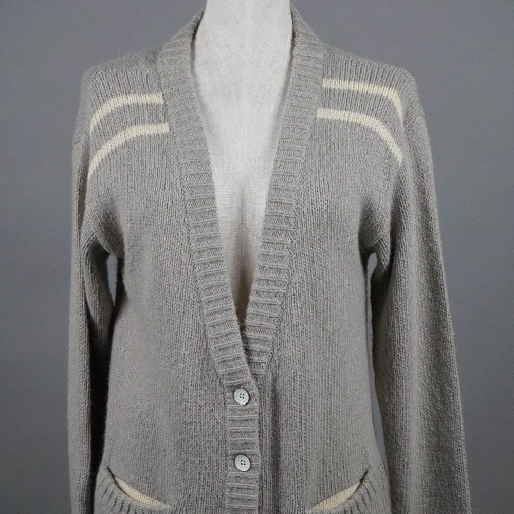 Levis Grey Wool Cardigan Sweater LG Grey White